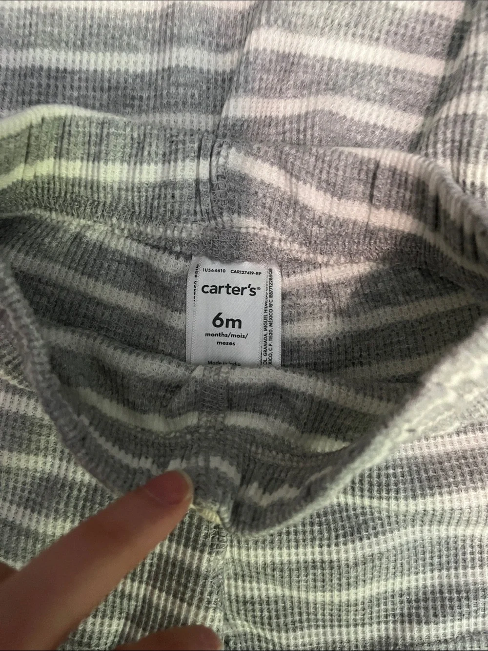 Carter's Gray & White Striped Knit Baby Short Set - Picture 3 of 4